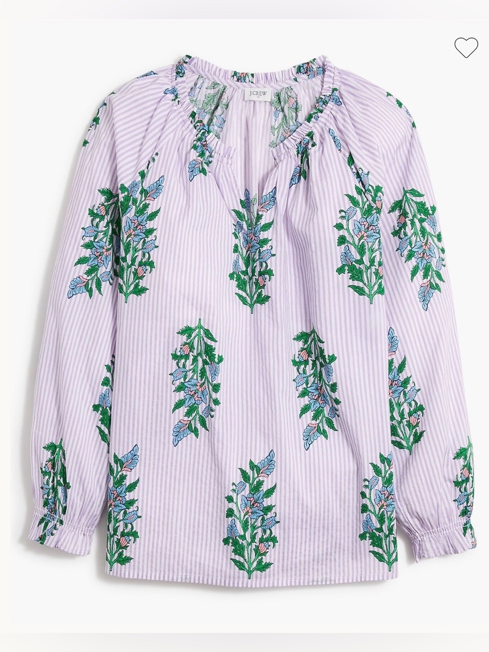 J. Crew Cotton Artist Floral Top Size Small Purple Striped Blouse